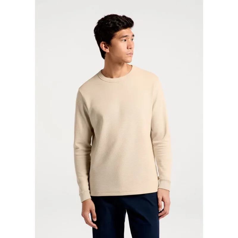 Camiseta Masculina Manga Longa Em Malha Thermal - Bege XXG