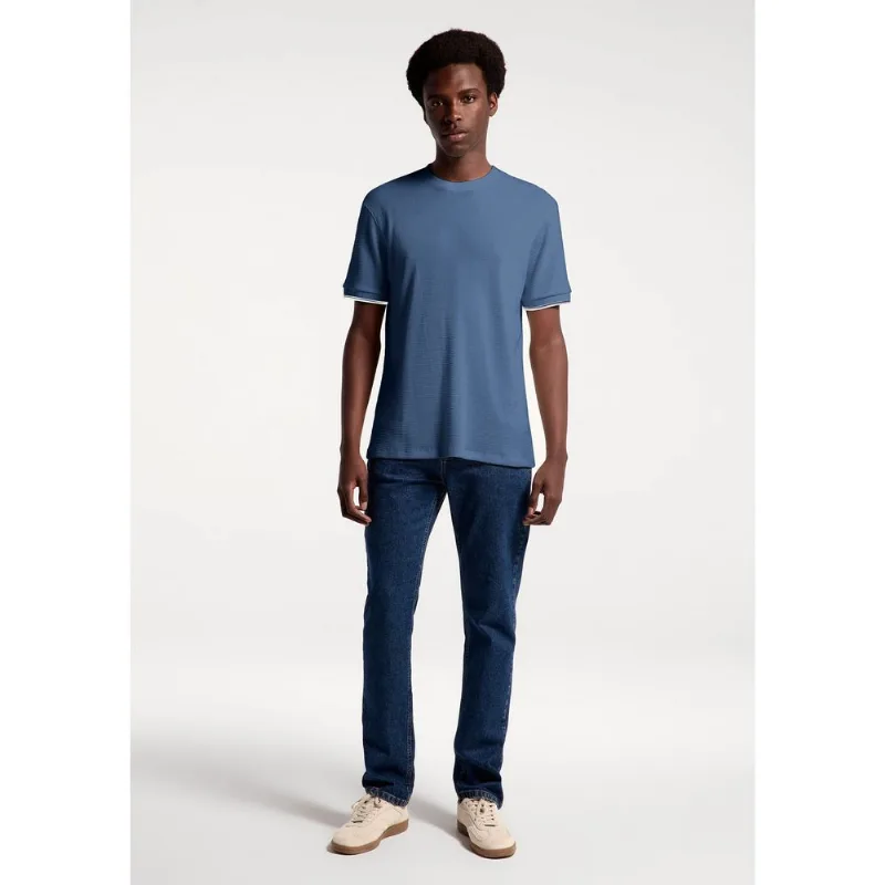 Camiseta Masculina Manga Curta Em Malha Thermal - Azul M