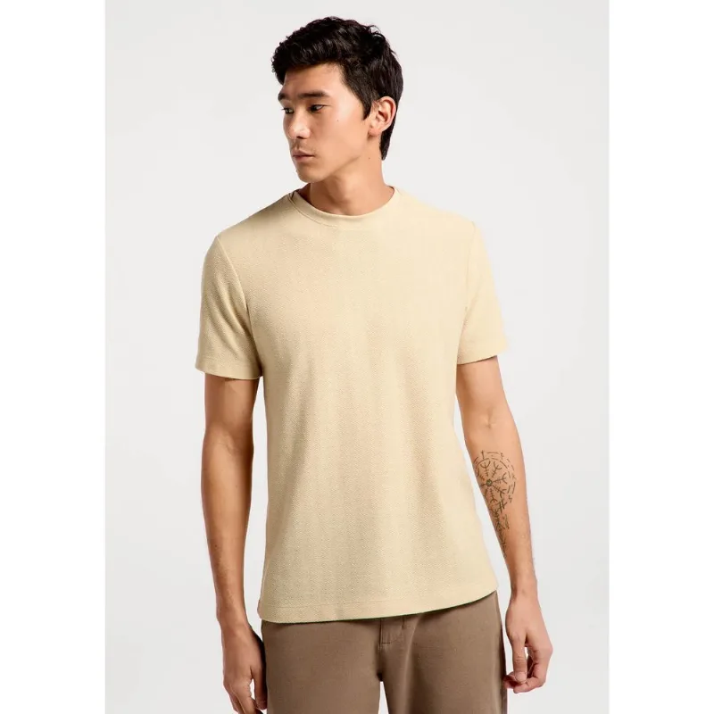 Camiseta Masculina Manga Curta Texturizada - Bege XG