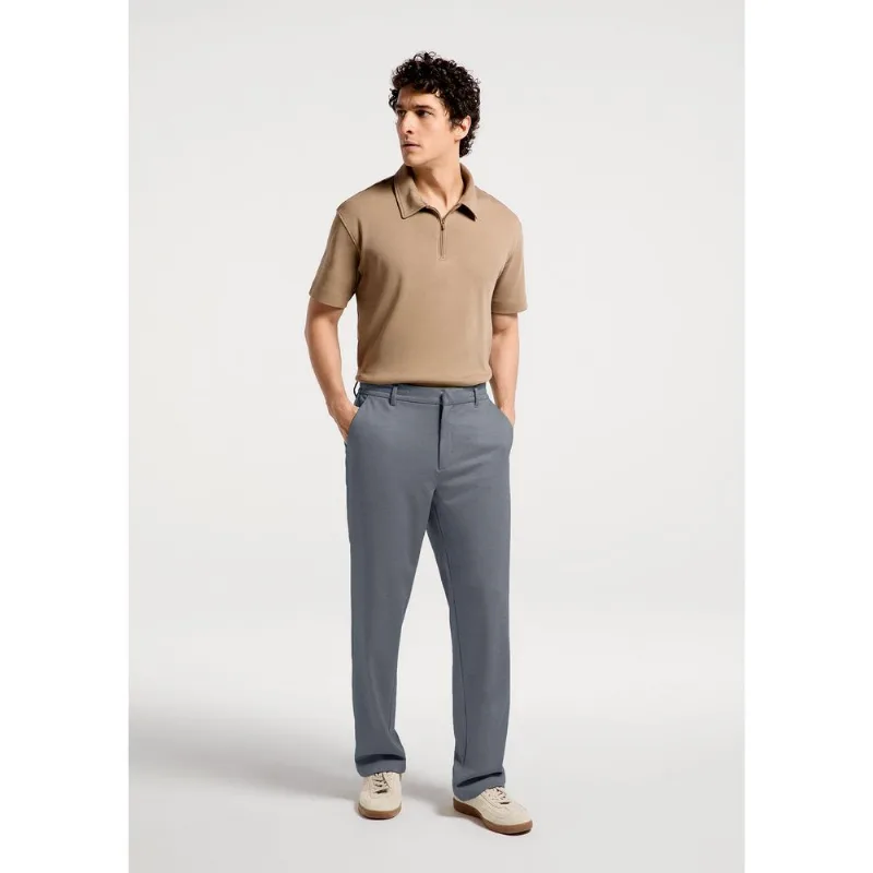 Calça Masculina Reta Em Malha Tech - Cinza 042