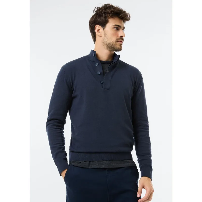 Blusão Masculino Gola Alta Em Tricô - Azul M