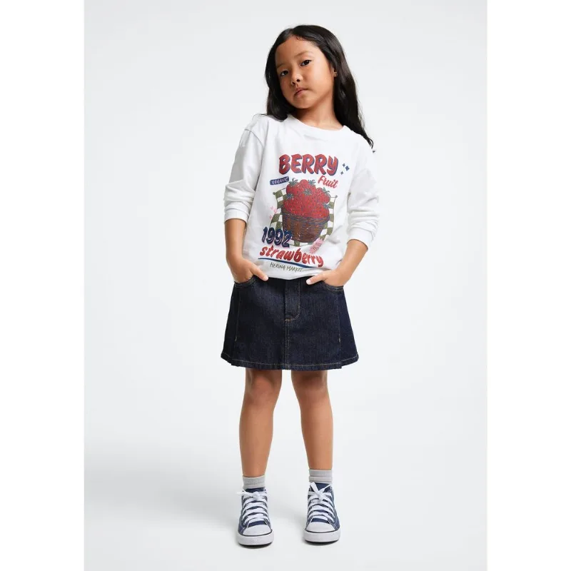 Blusa Infantil Menina Manga Longa Com Estampa - Off white 014