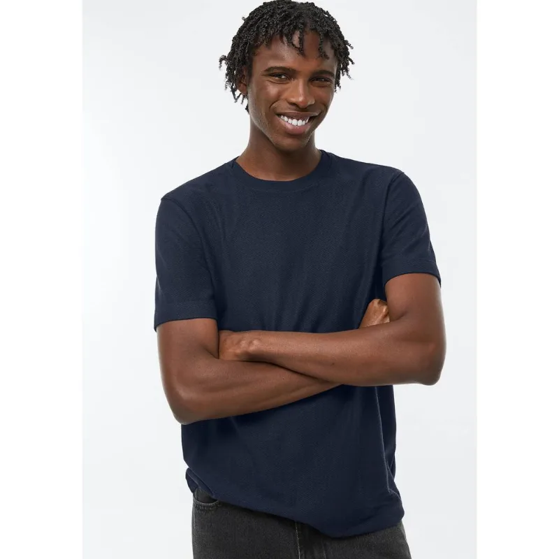 Camiseta Masculina Manga Curta Texturizada - Azul G