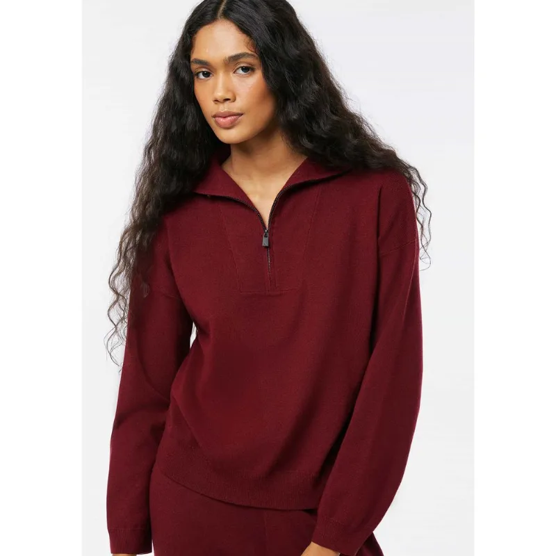 Blusão Feminino Oversized Em Tricô - Vinho P