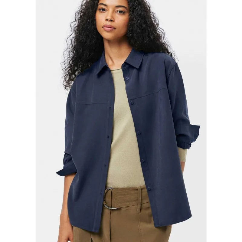Camisa Feminina Em Tecido Plano - Azul G