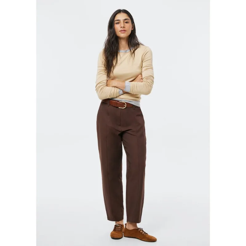 Calça Feminina Carrot Em Tecido Plano - Marrom 040