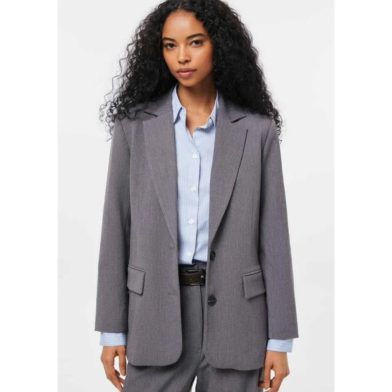 Blazer Feminino Com Ombreira - Cinza P