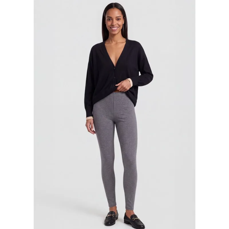 Calça Legging Feminina Em Malha - Cinza XG