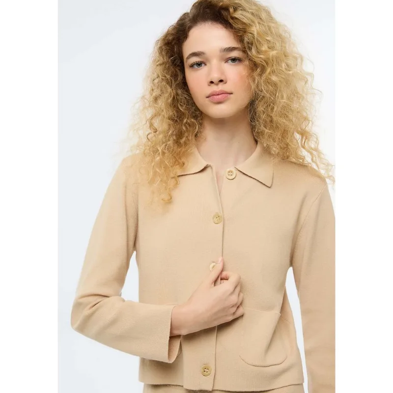 Cardigan Feminino Em Tricô - Bege XG