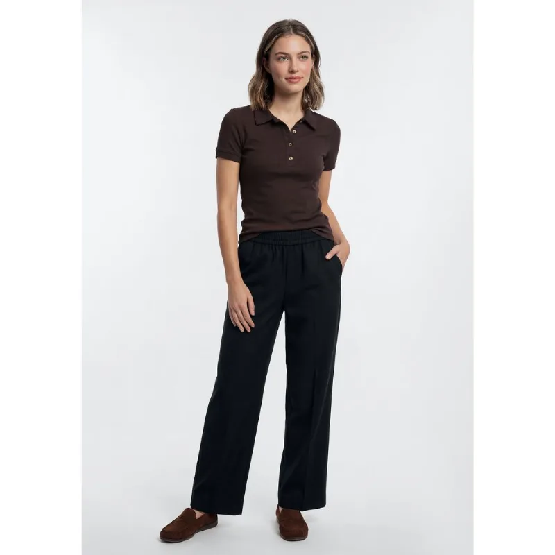 Calça Feminina Reta Em Viscose Creponada - Preto 042