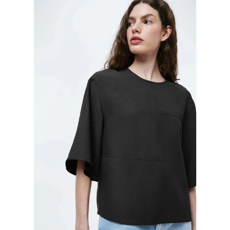 Blusa Feminina Manga Curta Em Viscose - Preto XG