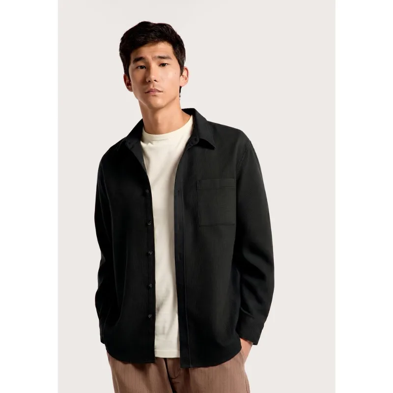 Camisa Masculina Algodão Manga Longa - Preto XXG