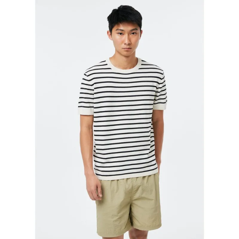 Camiseta Masculina Tricô Fio Tinto Listrado - Preto XG