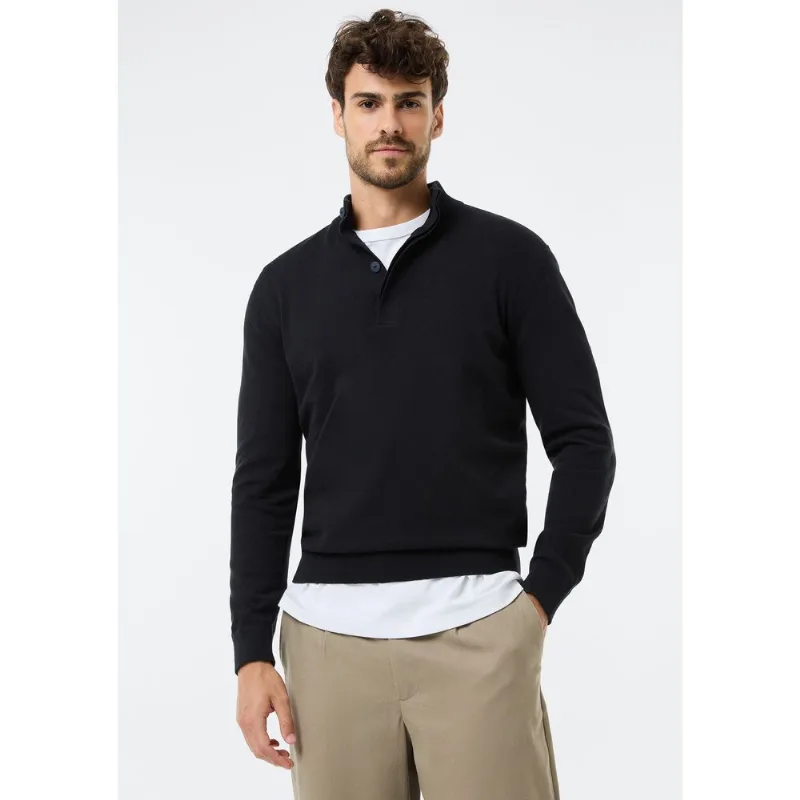 Blusão Masculino Gola Alta Em Tricô - Preto XXG