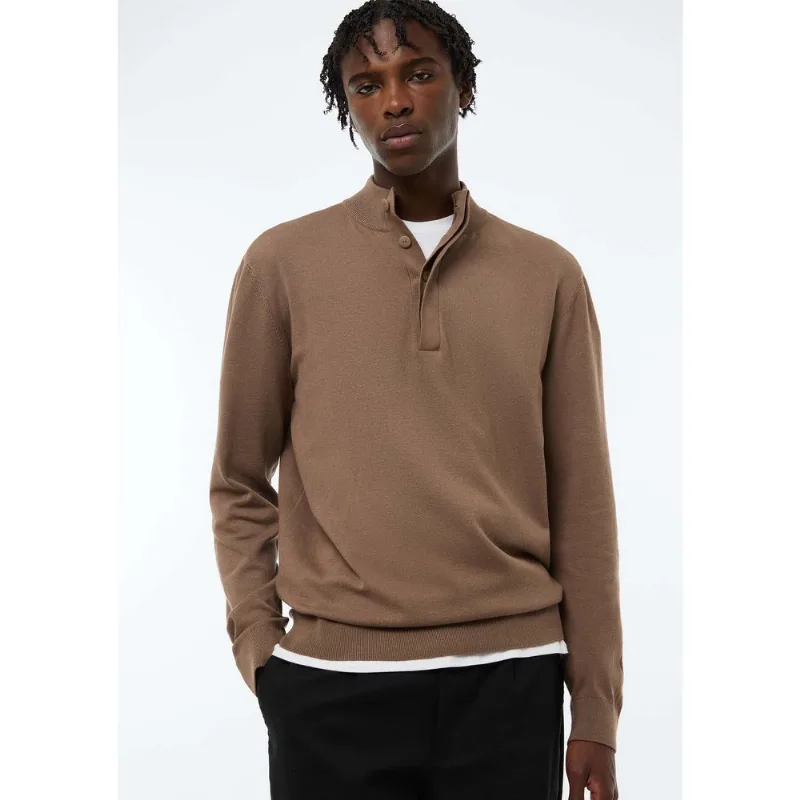 Blusão Masculino Gola Alta Em Tricô - Marrom M