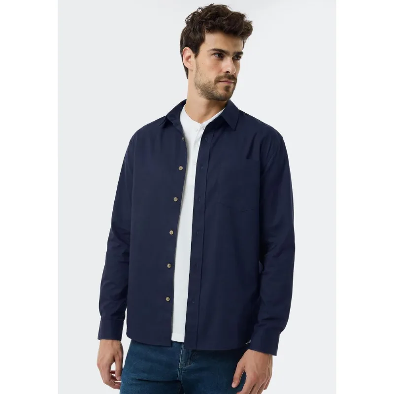 Camisa Masculina Comfort Em Sarja - Azul M
