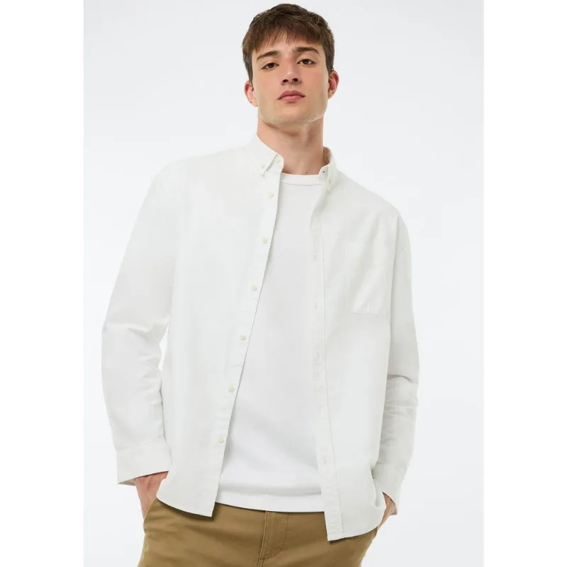 Camisa Masculina Oxford Manga Longa - Off white XG