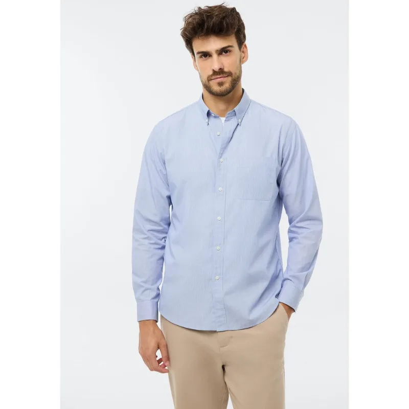 Camisa Masculina Oxford Manga Longa - Azul G