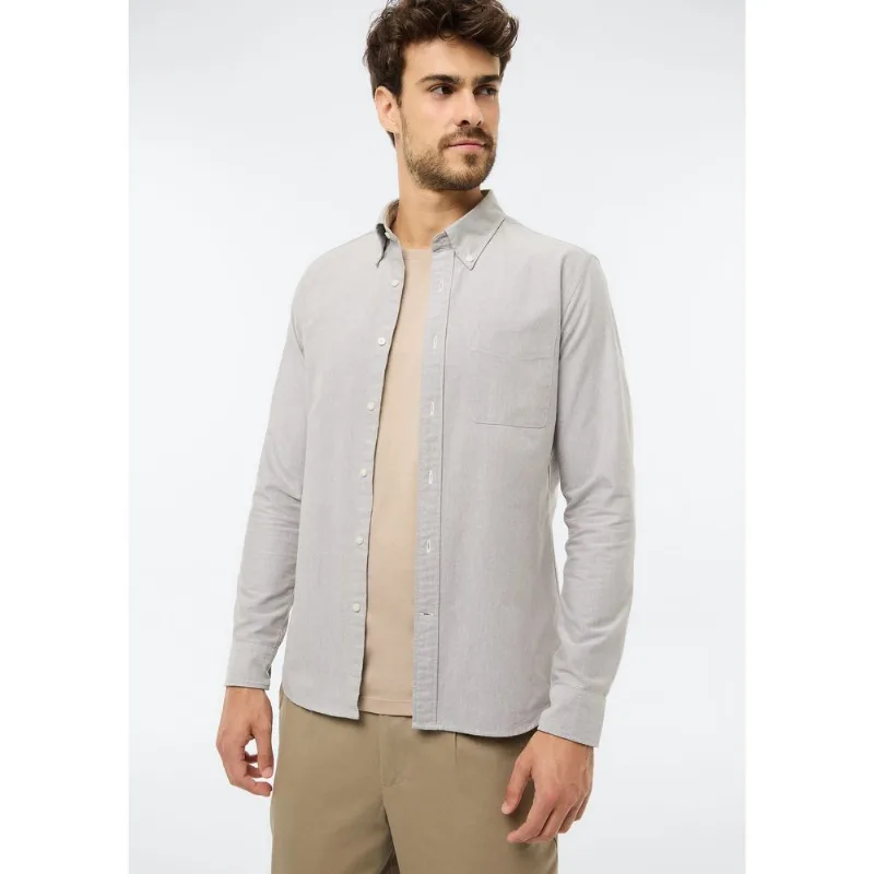 Camisa Masculina Oxford Manga Longa - Cinza XXG