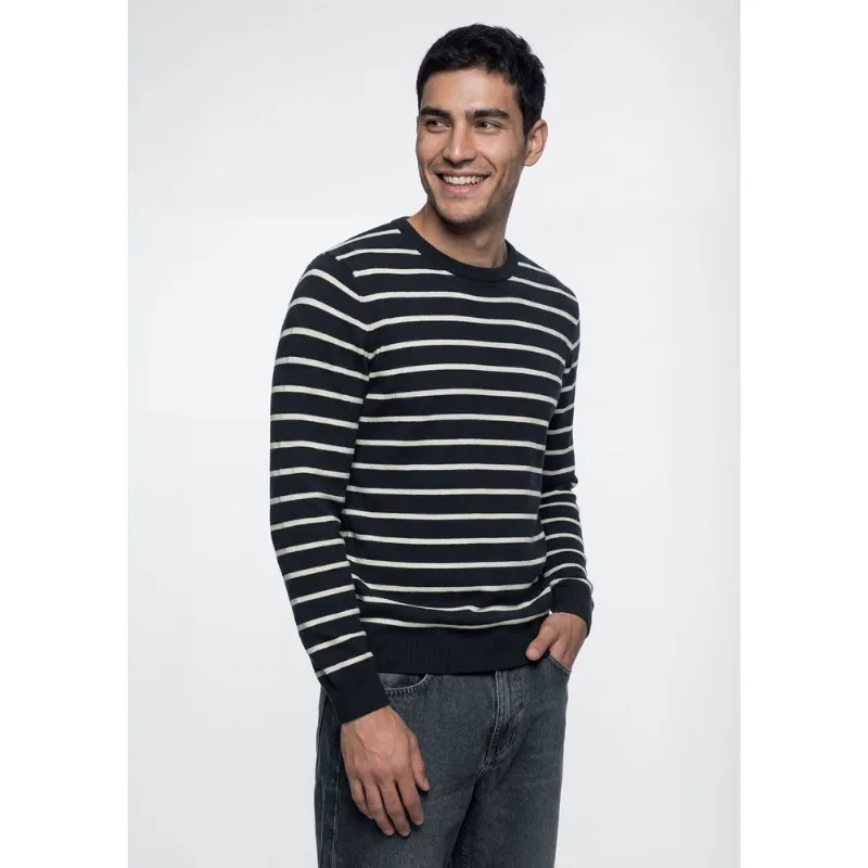 Blusão Básico Masculino Listrado Em Tricô - Azul M