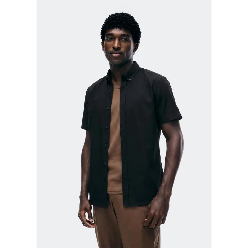 Camisa Masculina Slim Manga Curta - Preto G