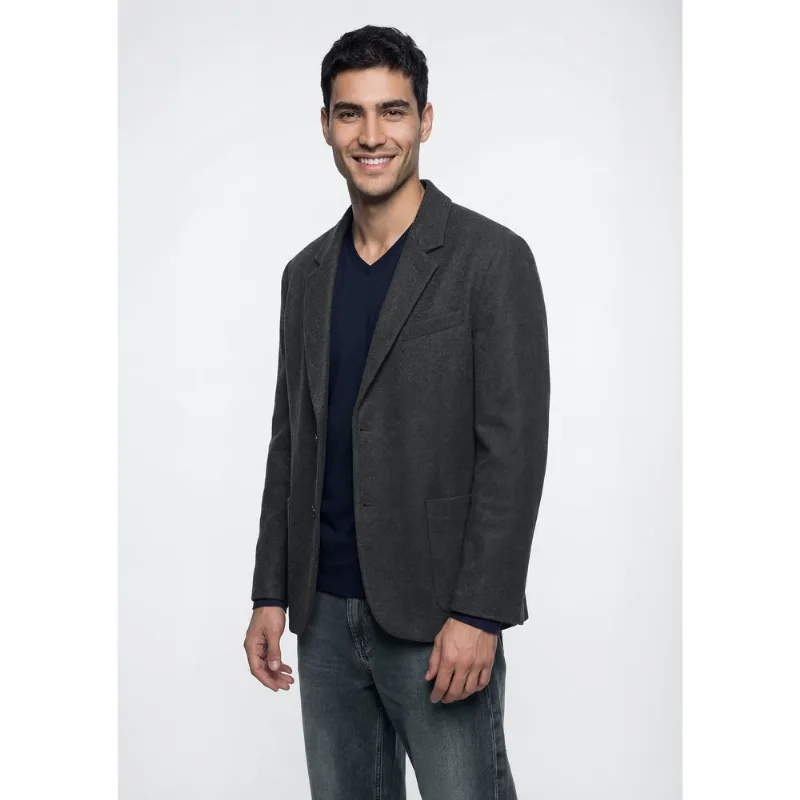 Blazer Masculino Em Tecido Plano - Cinza XG