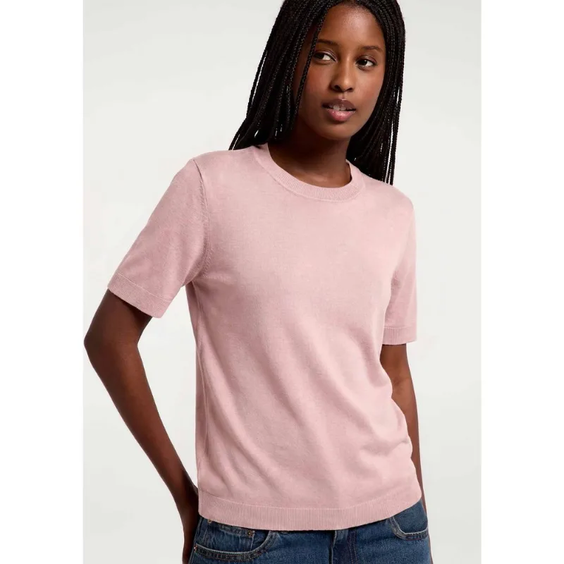 Blusa Feminina Manga Curta Em Tricô Leve - Rosa M