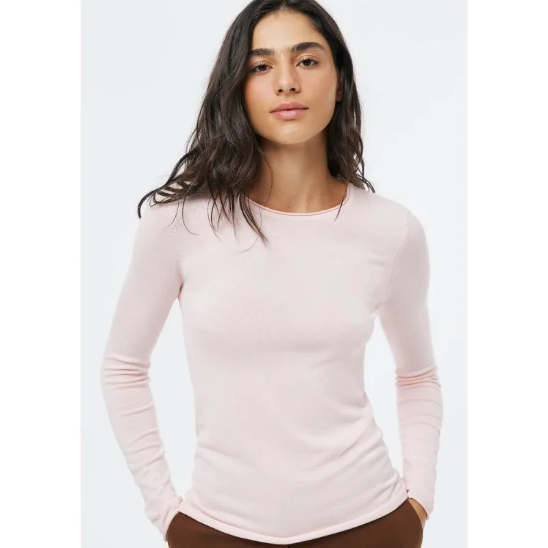 Blusa Feminina Manga Longa Slim Em Tricô Leve - Rosa XG