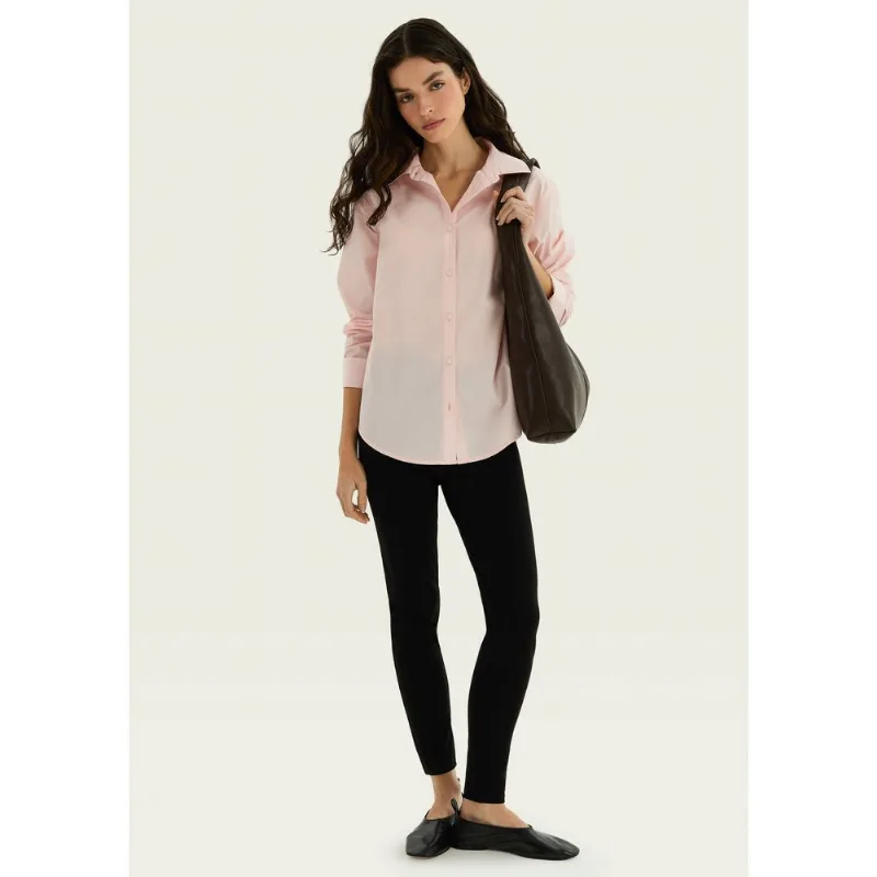 Camisa Feminina Manga Longa Em Tricoline - Rosa M