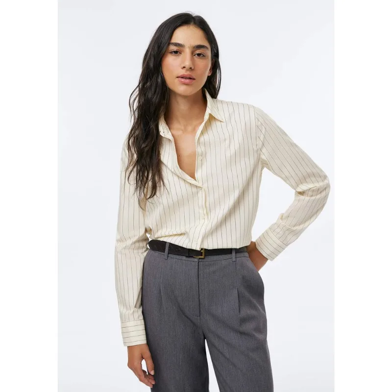 Camisa Feminina Fio Tinto Listrada - Off white P