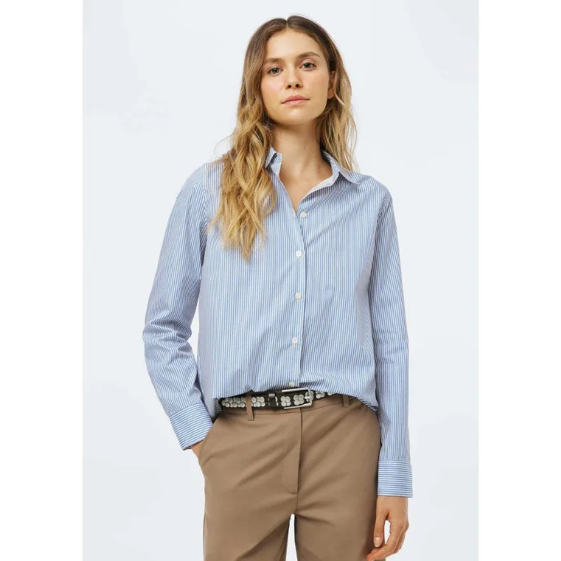 Camisa Feminina Fio Tinto Listrada - Azul P