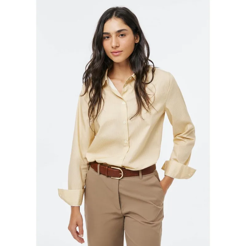 Camisa Feminina Fio Tinto Listrada - Bege XG