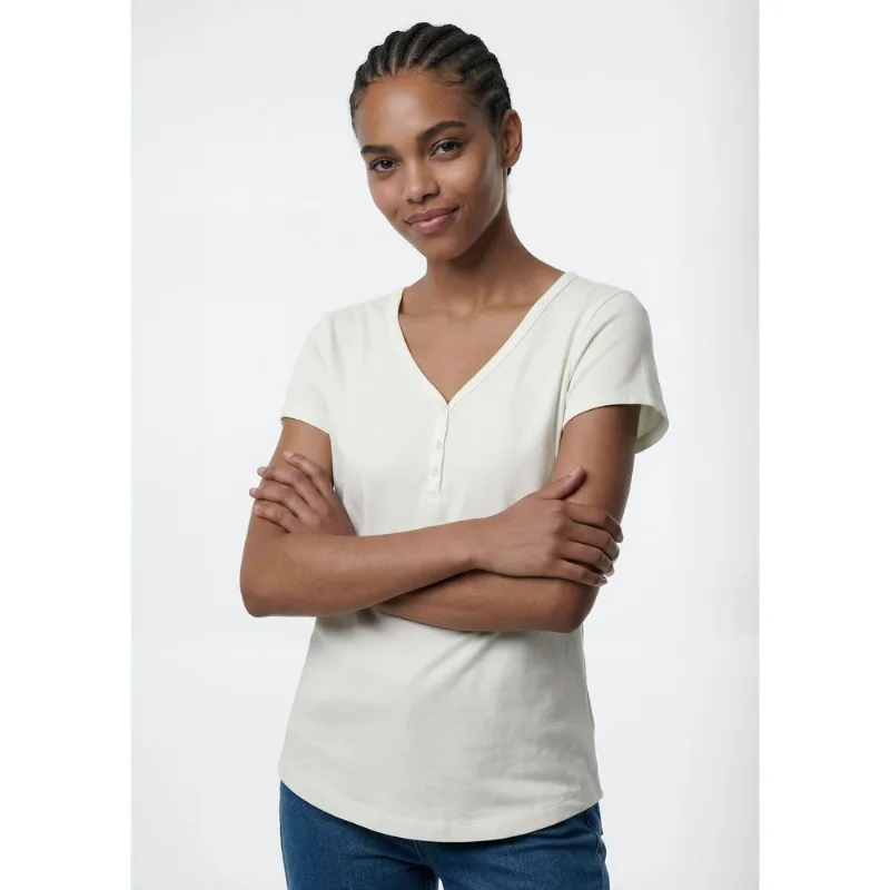 Blusa Feminina Decote V Canelada - Off white XP