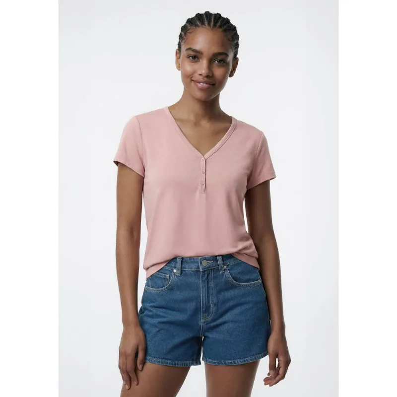 Blusa Feminina Decote V Canelada - Rosa P