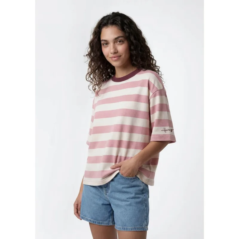 Camiseta Feminina Box Listrada - Rosa G
