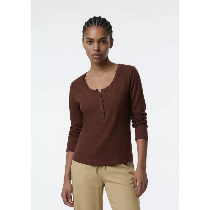 Blusa Feminina Manga Longa Em Ribana - Marrom XG