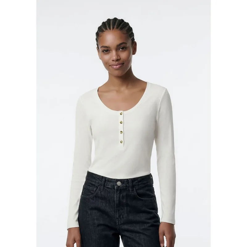 Blusa Feminina Manga Longa Em Ribana - Off white M