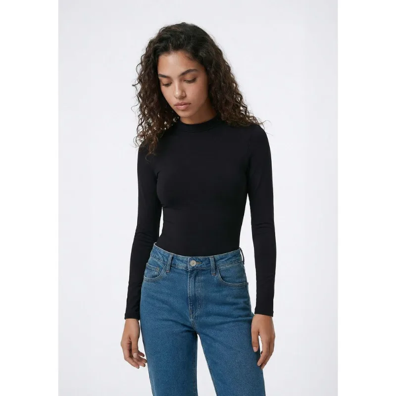 Body Gola Alta Em Malha - Preto XG