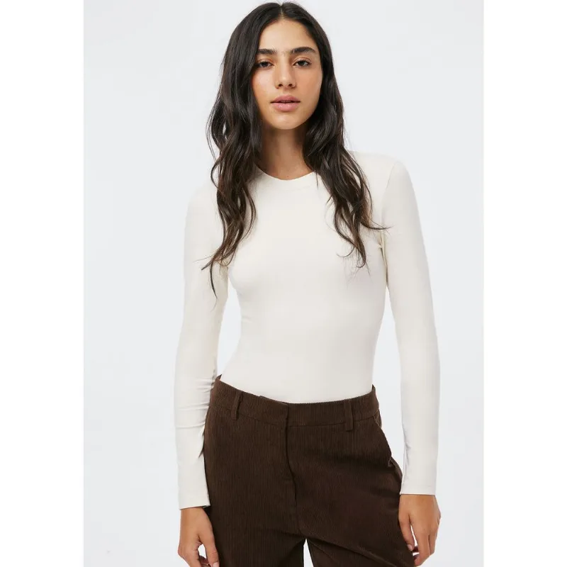 Body Feminino Manga Longa Em Malha - Creme G