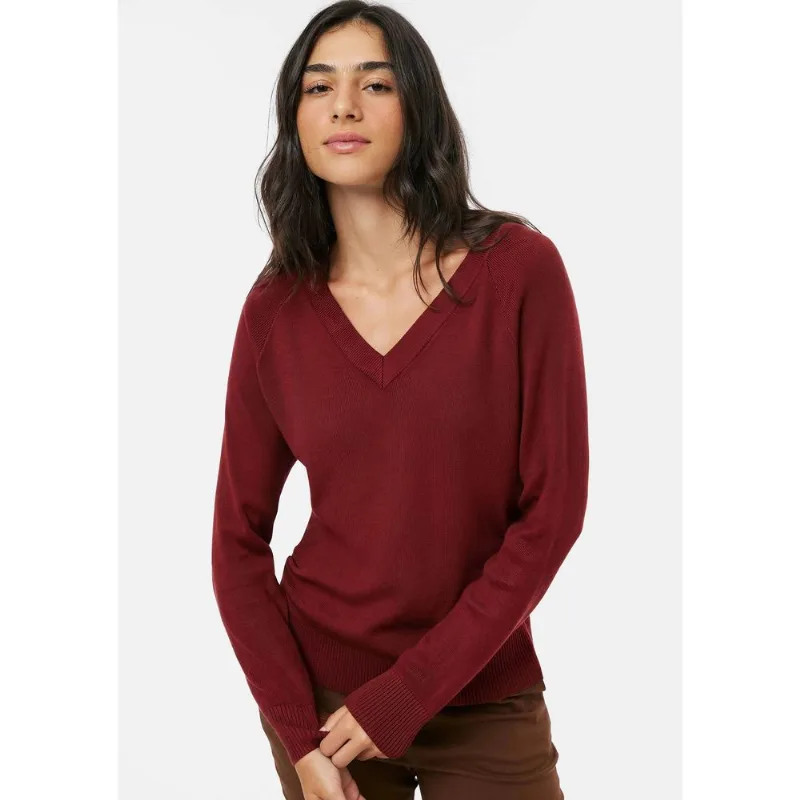 Blusão Feminino Decote V Em Tricô - Vermelho XG