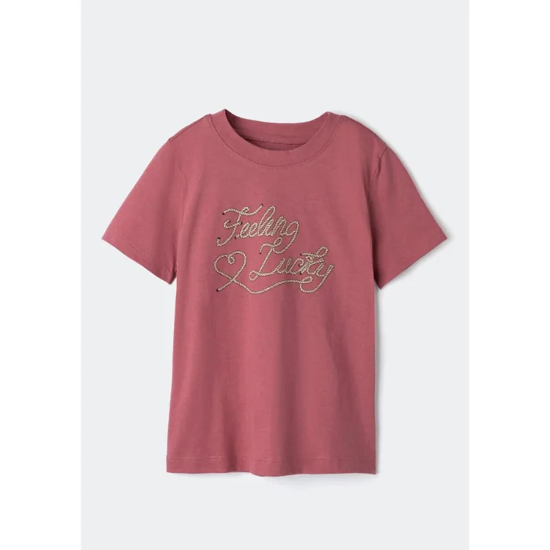 Blusa Infantil Menina Manga Curta Com Estampa - Rosa 006