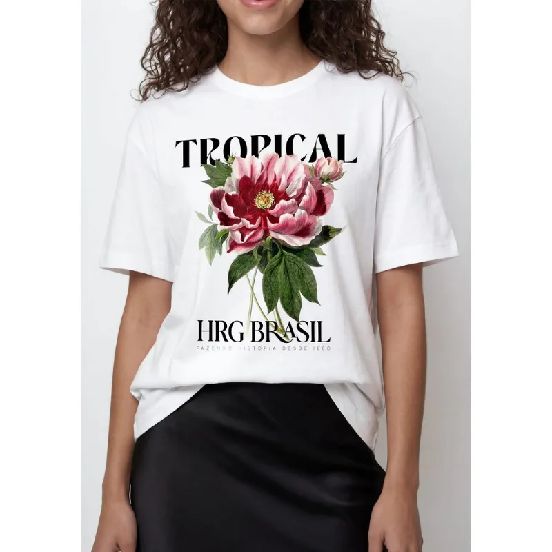 Camiseta Feminina Box Estampada - Off white G