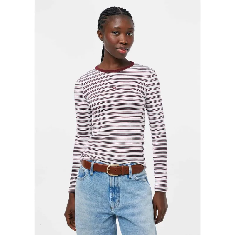 Blusa Feminina Manga Longa Listrada - Vermelho XG