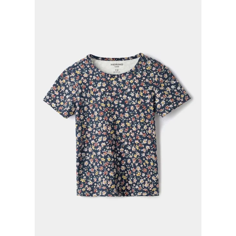 Blusa Infantil Menina Manga Curta Em Ribana Estampada - Off white 004