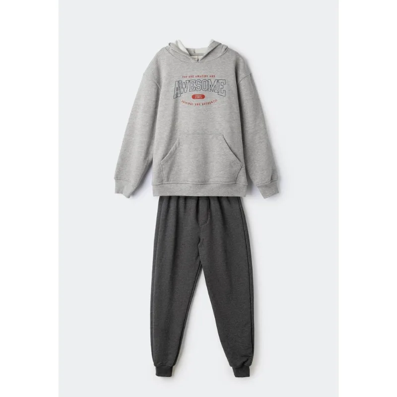 Conjunto Longo Infantil Menino Em Moletom - Cinza 006