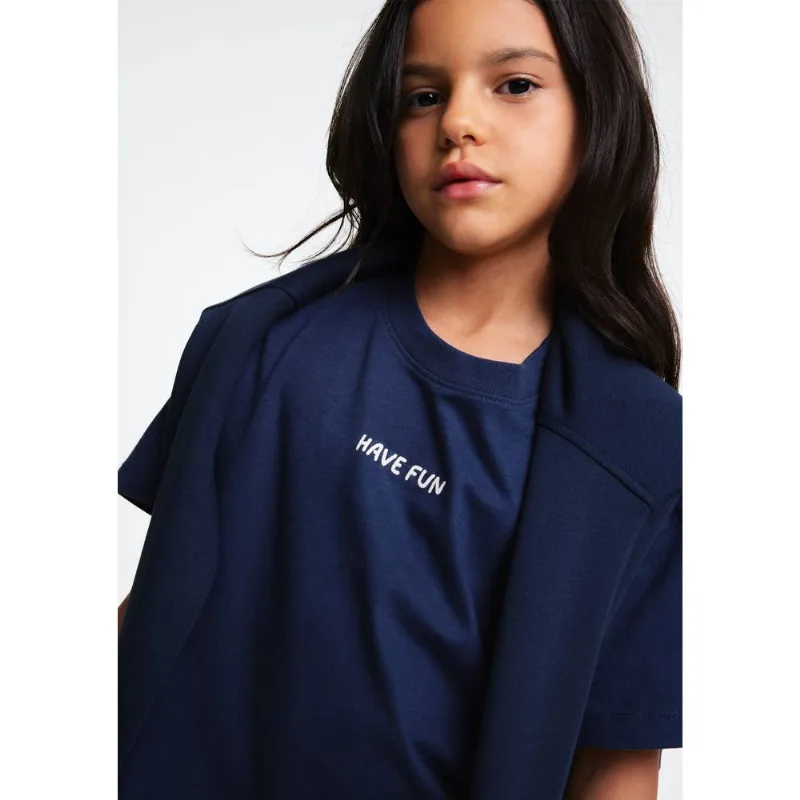 Blusa Infantil Menina Box Com Estampa Frente E Costas - Azul 016