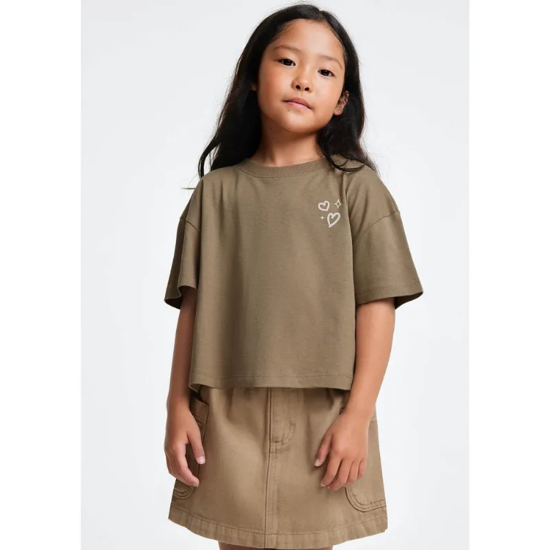 Blusa Infantil Menina Box Com Estampa Frente E Costas - Marrom 016