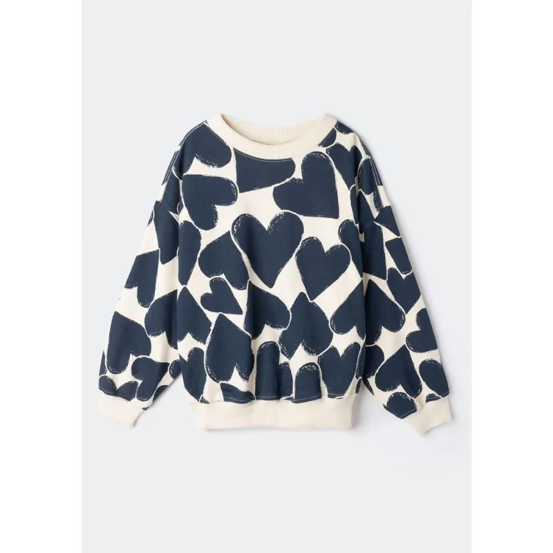 Blusão Infantil Menina Oversized Em Moletom Estampado - Azul 006