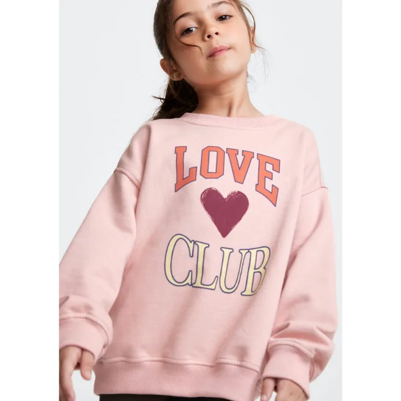 Blusão De Moletom Infantil Menina Oversized Com Estampa - Rosa 006