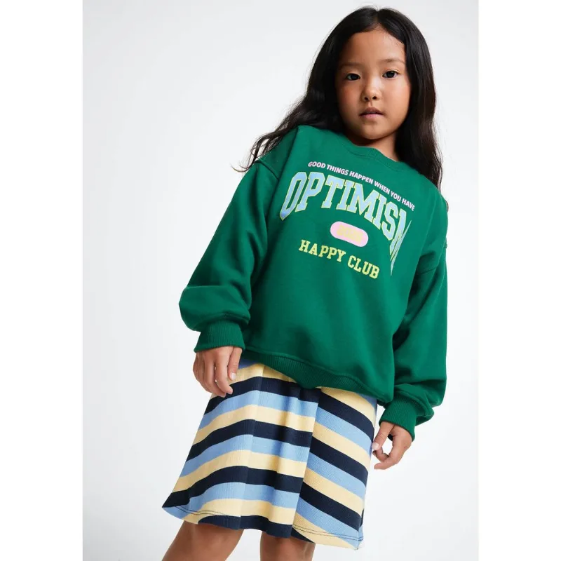 Blusão De Moletom Infantil Menina Oversized Com Estampa - Verde 012